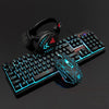 4Pcs Pad USB Computer Gaming Mouse Headset blue